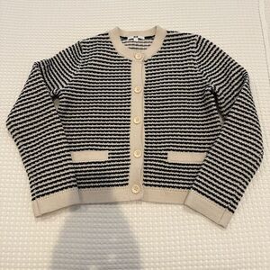 Uniqlo Cotton Blend Striped Cropped Cardigan Sweater EUC
